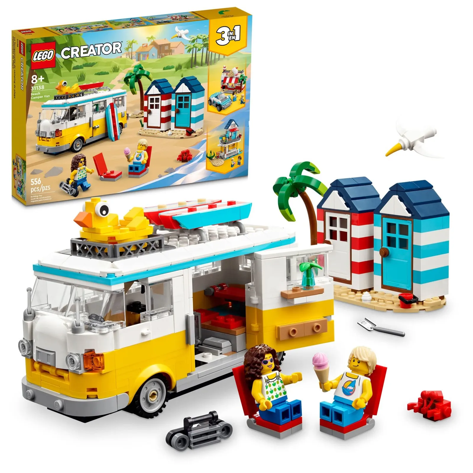 Lego Creator 3-In-1 Beach Camper Van Building Kit: Transforms From A Camper Van_