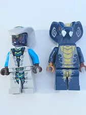 LEGO Minifigure Lot of 2 Elephant Head Figures White & Dark Blue Plastic