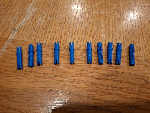 Lego Blue Long Connector Pieces Lot of 10 Technic, Pin Long with Friction Ridges