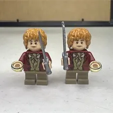 LEGO Minifigure 2 Bilbo Baggins;w/ Gray Swords & Gold Rings