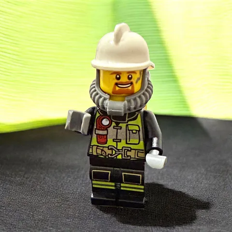 LEGO Firefighter Minifigure w/ White Helmet and Air Tanks, Plastic Figure