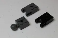 LEGO Technic Parts (2x) 92013 and (1x) 57909 - Black and Dark Bluish Gray