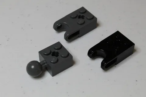 LEGO Technic Parts (2x) 92013 and (1x) 57909 - Black and Dark Bluish Gray