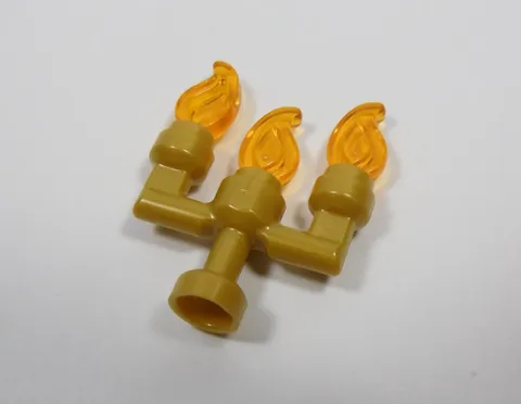 LEGO Pearl Gold Candelabra w/ Flames Accessory Minifig Q7