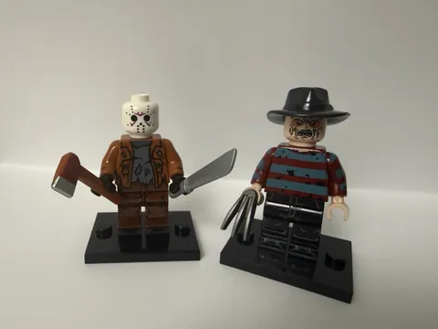 Custom Horror Minifigures Lot of 2 Hockey Mask Killer & Clawed Dream Villain