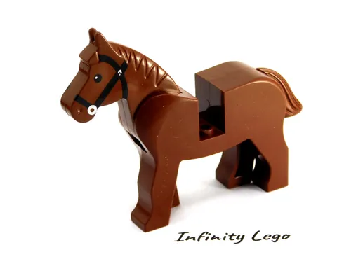 LEGO Vintage Brown Horse Moveable Head with Black Bridle (73392 75998) - x1