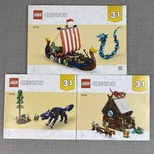 LEGO 31132 Creator 3 In 1 Viking Ship Midgard Serpent Instruction MANUALS ONLYX3