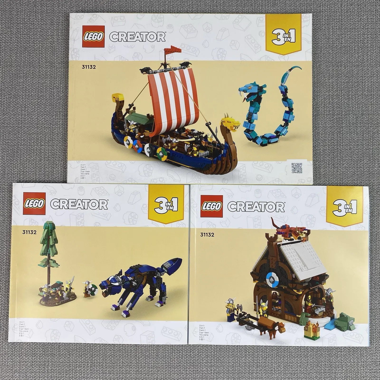 LEGO 31132 Creator 3 In 1 Viking Ship Midgard Serpent Instruction MANUALS ONLYX3