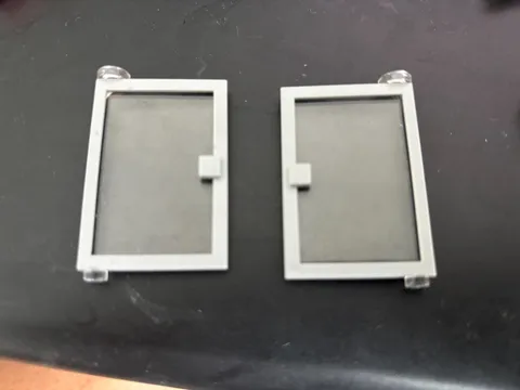 LEGO 73435c01 Light Gray Door 1x4x5 Right & Left clear - lot of 2