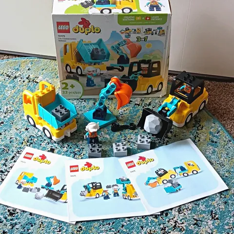LEGO DUPLO 10475 3 in 1 Construction Vehicles 22pc Set Box & Instructions