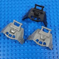 3X LEGO Hero Factory FLAT SILVER & BLACK Armor w/ Angled Bar Part Lot 92223