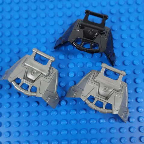 3X LEGO Hero Factory FLAT SILVER & BLACK Armor w/ Angled Bar Part Lot 92223