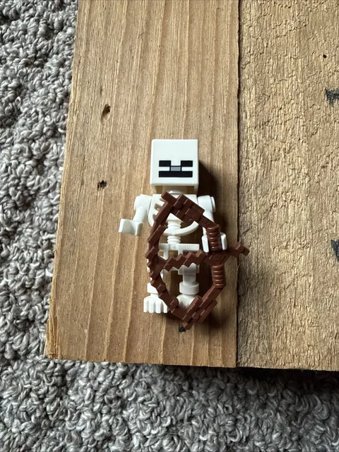 LEGO Minecraft Skeleton White Minifigure Figure w/ Block Head + Bow