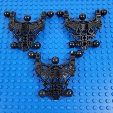 3X LEGO Bionicle BLACK Av-Matoran Type 2 Torso Fero Skirmix 8990 Parts Lot 60895