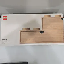 LEGO Wooden Desk Drawer Brick 2x4 Compatible Stackable Oak Soap Treated