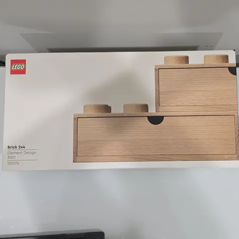 LEGO Wooden Desk Drawer Brick 2x4 Compatible Stackable Oak Soap Treated