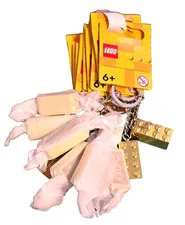 LEGO Gold Brick Stud Keychain Lot of 10 Metallic Keyring 850808 New