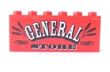 Lego 1990s Western Red Sticker 6 x 1 x 2 'GENERAL STORE' For Set 6765