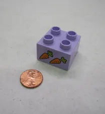 Lego Duplo 2 Carrots Printed Block Specialty Purple Counting Farm Piece