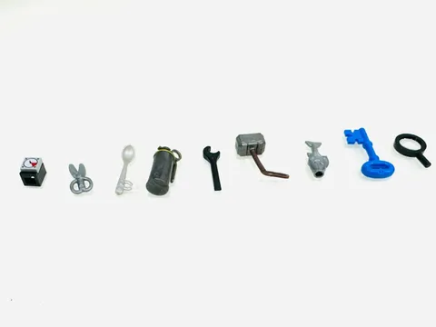 LEGO Minifigure Accessories Lot 9pcs Tool Parts Fish Hammer Key Magnifying Glass