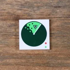 LEGO Ideas White Tile 2x2 Dark Green Radar Screen with Blacktron Logo 3068pb2027