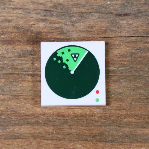 LEGO Ideas White Tile 2x2 Dark Green Radar Screen with Blacktron Logo 3068pb2027