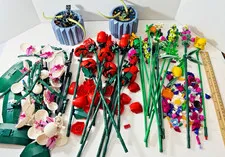 LEGO Botanical Flower Stem Leaves Pot Parts Pieces Lot