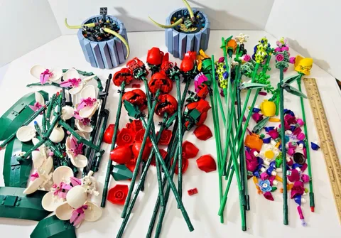 LEGO Botanical Flower Stem Leaves Pot Parts Pieces Lot