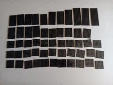 LEGO BULK LOT 54 BLACK FLAT PLATES 6X6 6X8 6X10 6X12 6X14 6X16