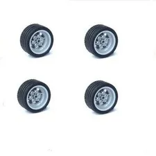 4 Technic Parts gray Wheel 43.2mm x 26mm Black Tire 56x28 ZR Street 41897 56908