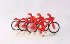 LEGO LOT OF 3 RED BICYCLE PIECES MINIFIGURE ACCESSORIES BIKE PARTS