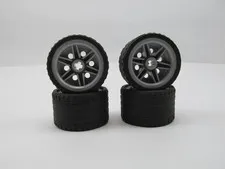 Lego Technic Gray Wheel 56145 + Black Tire 37 x 22 55978 ~ SET of 4