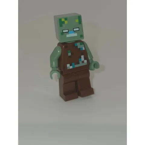LEGO Minecraft Zombie Drowned Minifigure Brown Excellent