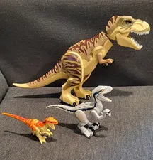 LEGO Dinosaur Figure Lot 3pc T. Rex & Velociraptor & Atrociraptor
