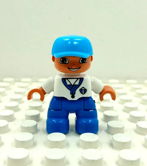 Lego Duplo Figure Kid Boy teal cap white/azure