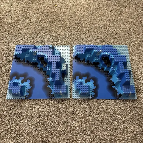 LEGO 6024 Vintage Raised Baseplate 32x32 Blue Black Aquazone 2 Pack