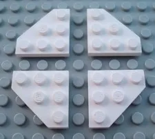 LEGO Lot of 4 White 3x3 Cut Corner Flat Building Plate Pieces