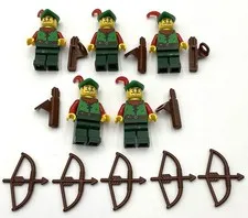Lego 5 New Forestman Green Hat Feather Quiver Bow Minifigure