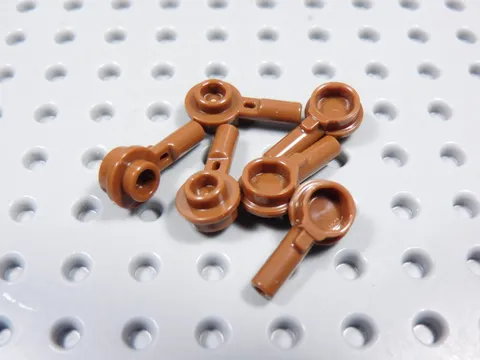 LEGO Lot of 6 Reddish Brown 1L Bar w/ 1x1 Plate and Stud Handle BP
