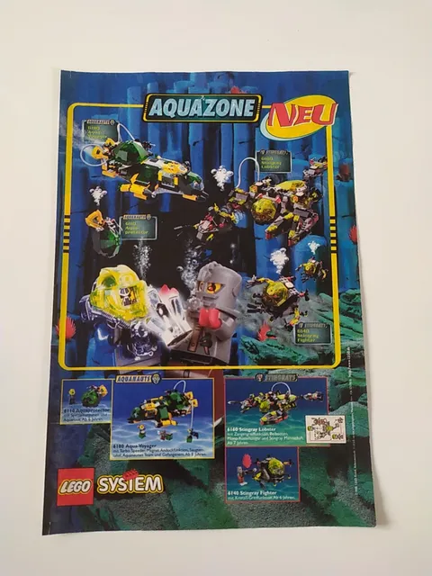 Rare Advertising Flyer Promotional Sheet LEGO System Aquazone 6180 6160 6110 6140 1998