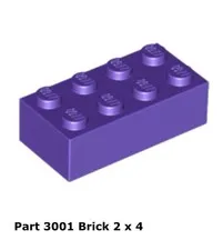 LEGO Dark Purple 2x4 Brick (3001) - 100 New Pieces - Building Bricks