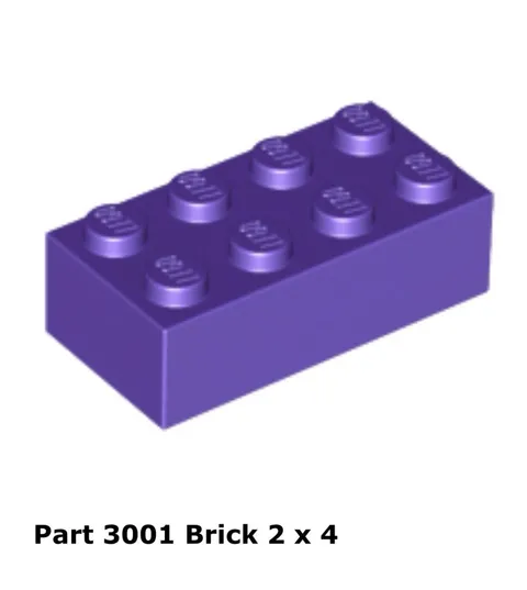 LEGO Dark Purple 2x4 Brick (3001) - 100 New Pieces - Building Bricks
