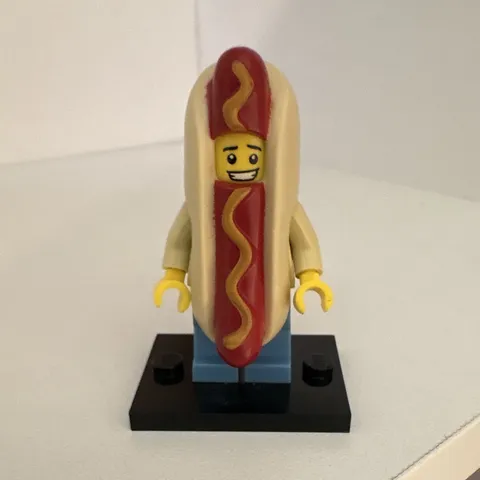 LEGO Hot Dog Guy Minifigure Hot Dog Costume w/Display Stand