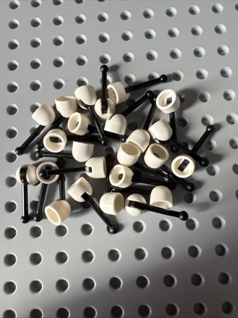 LEGO 4592c02 White Antenna Small Base with Black Lever (4592 / 4593) Bulk 24pcs
