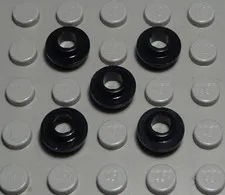 Lego Plate Round with Hole 1x1 Black 5 Pieces