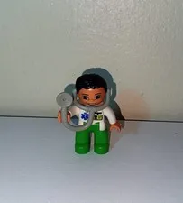 Lego Duplo Doctor w/ stethoscope black hair white/green
