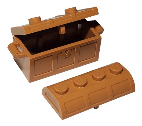 Lego Container With 2 Lids Treasure Chest and Crate Medium Nougat