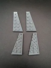 LEGO - 4x - Plate - Plate - Wedge - 6x3 Right - Grey - Grey - 54383