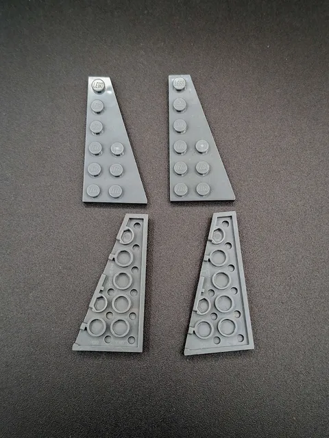 LEGO - 4x - Plate - Plate - Wedge - 6x3 Right - Grey - Grey - 54383