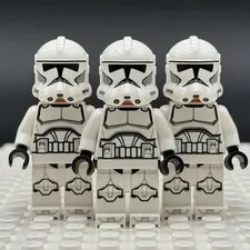 LEGO Star Wars Phase 2 Clone Trooper Minifigure LOT of 3 Plain White Grunt 75372